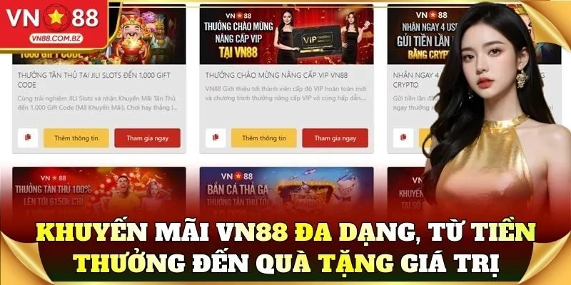 Khuyến mãi VN88 đa dạng, từ tiền thưởng đến quà tặng giá trị